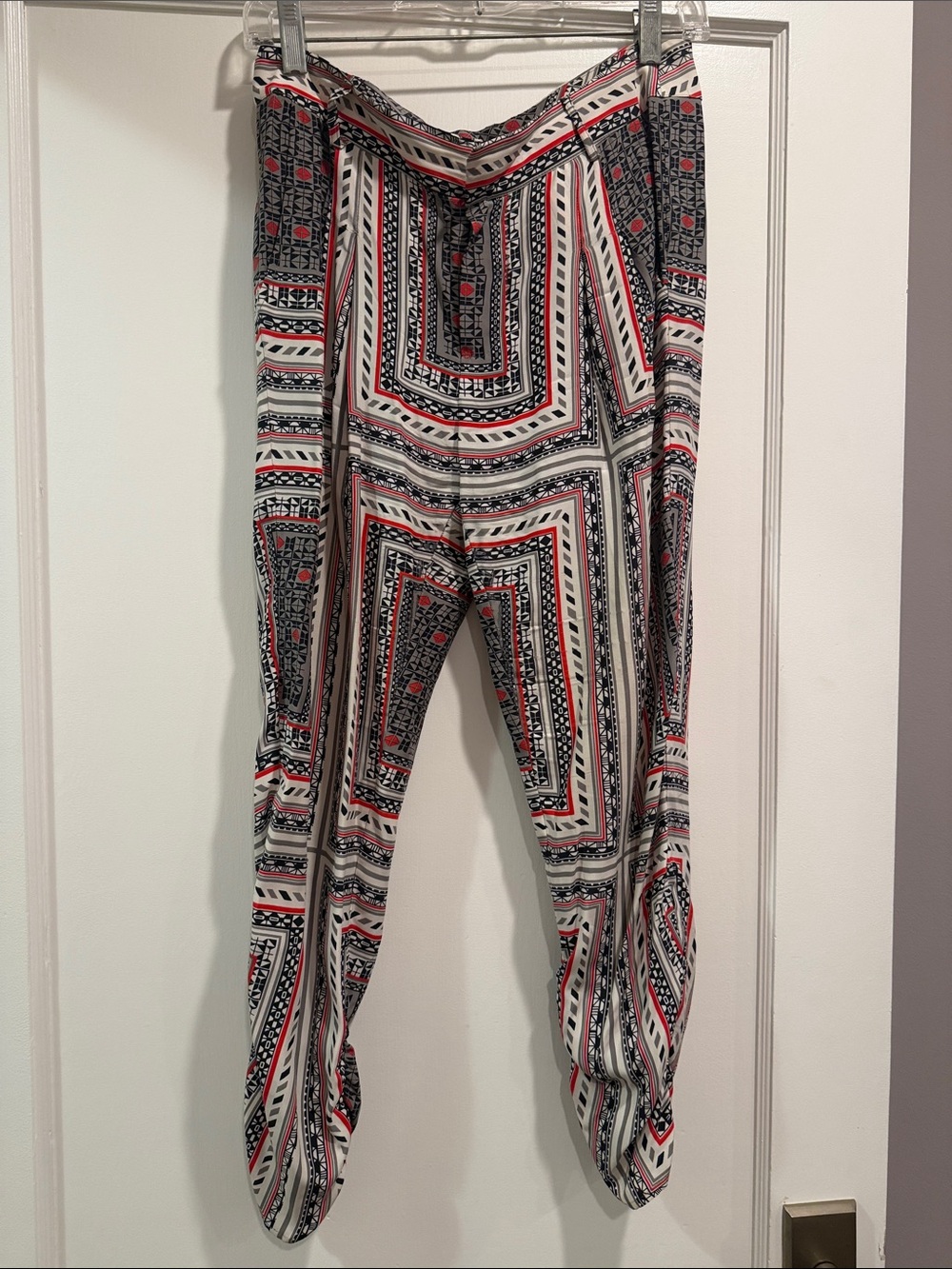 Parker Geometric Print Track Pants in Black, White & Red